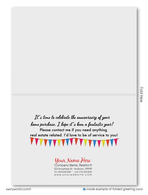 Happy Birthday to Your House Home Anniversary Cards for Realtors. Happy house-a-versary