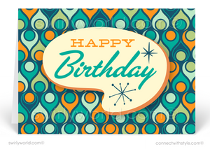 1960's Mid-Century Modern Retro Design Happy Birthday Cards