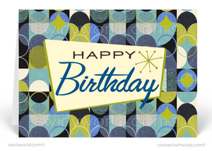 1950's Mid-Century Modern Retro Atomic Happy Birthday Cards