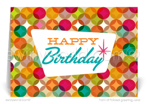 Retro Mid-Century Modern Style Corporate Business Happy Birthday Cards.