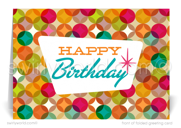 Retro Mid-Century Modern Style Corporate Business Happy Birthday Cards.