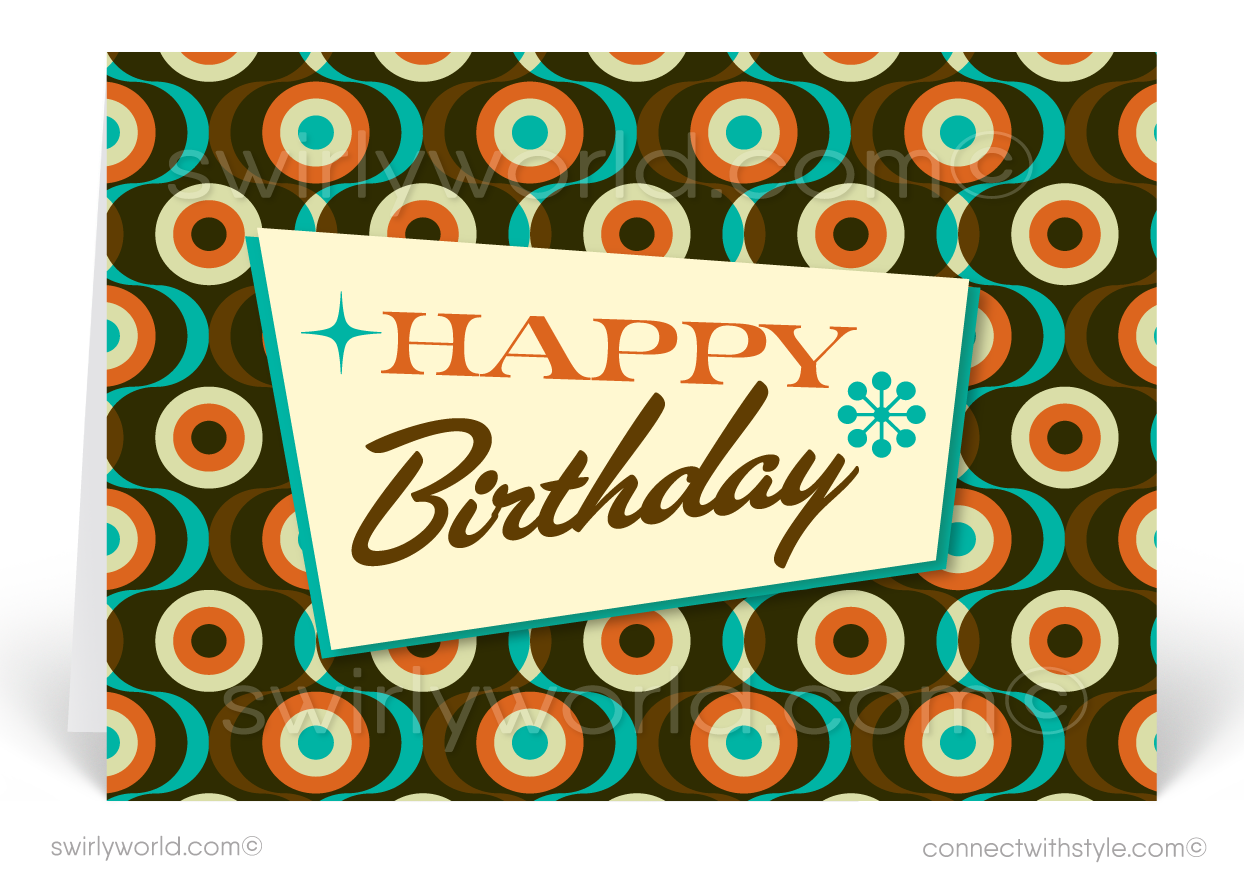 Sixties Retro Mod Mid-Century Modern Happy Birthday Greeting Cards