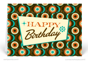 Sixties Retro Mod Mid-Century Modern Happy Birthday Greeting Cards