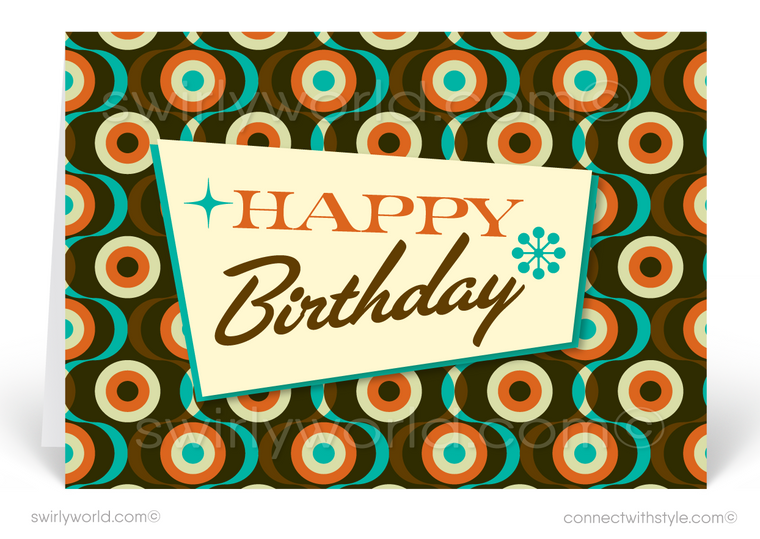 Sixties Retro Mod Mid-Century Modern Happy Birthday Greeting Cards