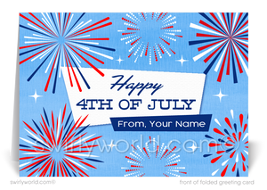 Celebrate Independence Day with a retro mid-century 4th of July card! Vintage patriotic design with bold colors, starbursts & classic Americana flair.