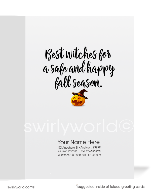 Halloween Greeting Cards for Realtor Real Estate Agents Fall Autumn Marketing.