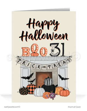 Halloween Greeting Cards for Realtor Real Estate Agents Fall Autumn Marketing.