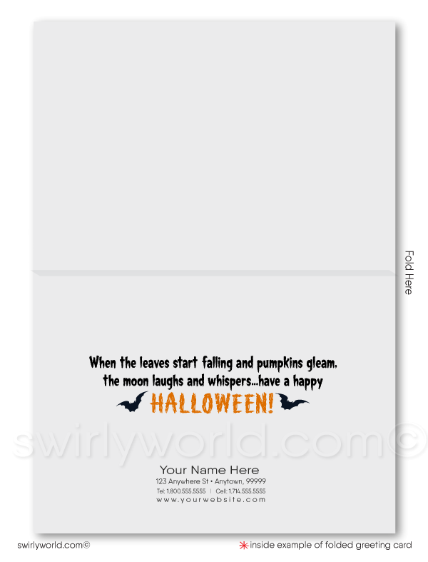 Haunted Mansion non-scary business happy Halloween greeting cards for Realtors. Company business Halloween cards.
