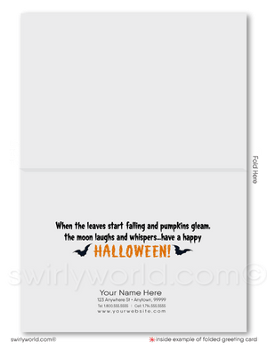 Happy Halloween Business Greeting Cards - Classic Spooky Scene with Customizable Envelopes