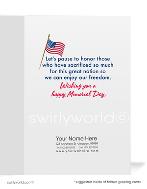 Patriotic American Veterans Memorial Day Cards for Business