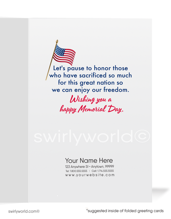 Patriotic American Veterans Memorial Day Cards for Business