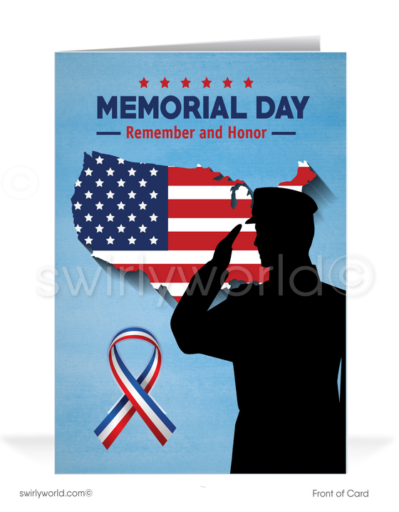 Patriotic American Veterans Memorial Day Cards for Business