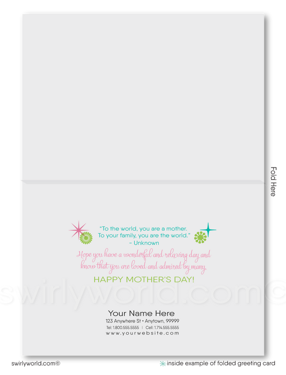 Retro modern business happy Mother's Day cards for clients