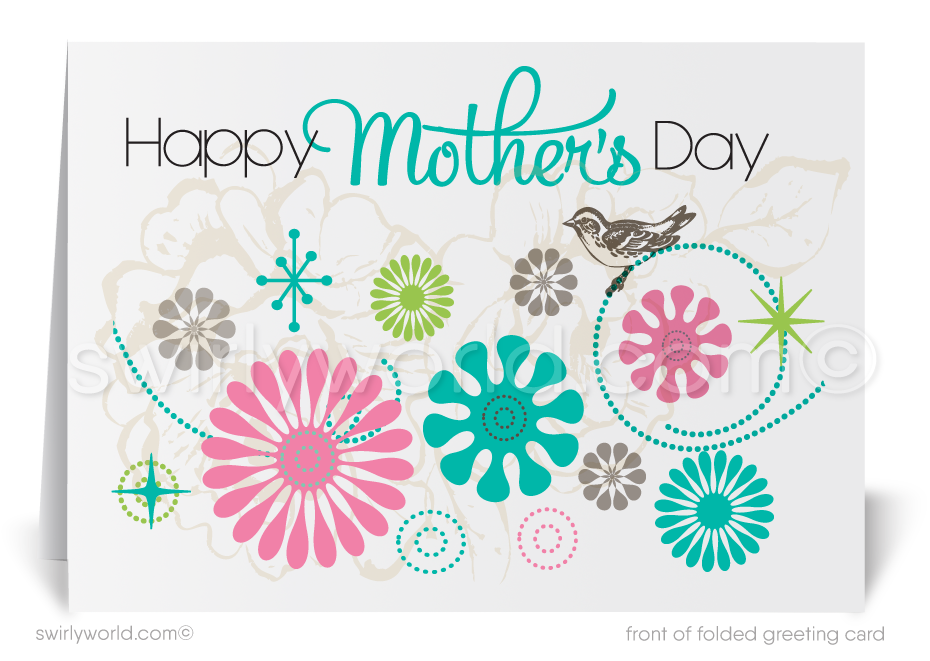 Retro modern business happy Mother's Day cards for clients