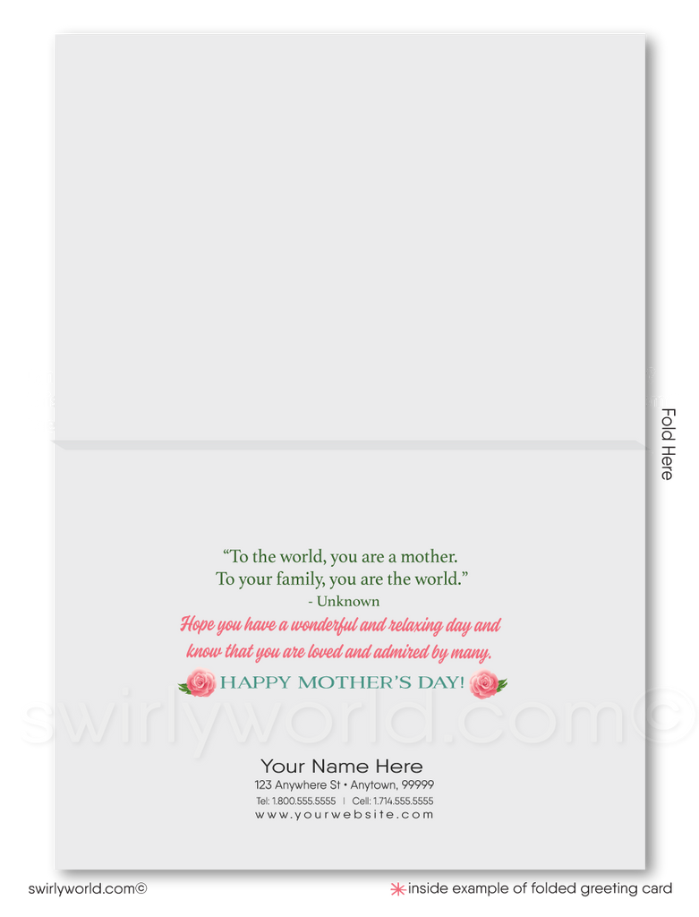 Vintage-Style Mother’s Day Cards with Customizable Calligraphy and Watercolor Roses