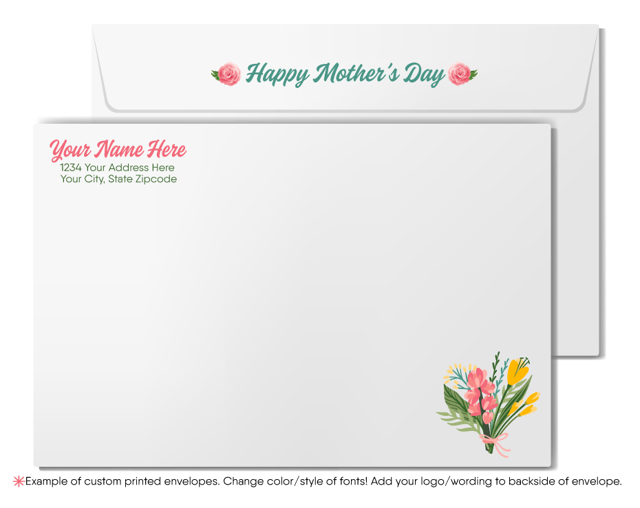 Vintage-Style Mother’s Day Cards with Customizable Calligraphy and Watercolor Roses