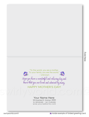 Vintage Style Shabby Chic Violet Floral Happy Mother’s Day Cards with Elegant Calligraphy