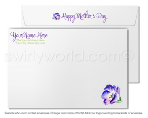 Vintage Style Shabby Chic Violet Floral Happy Mother’s Day Cards with Elegant Calligraphy