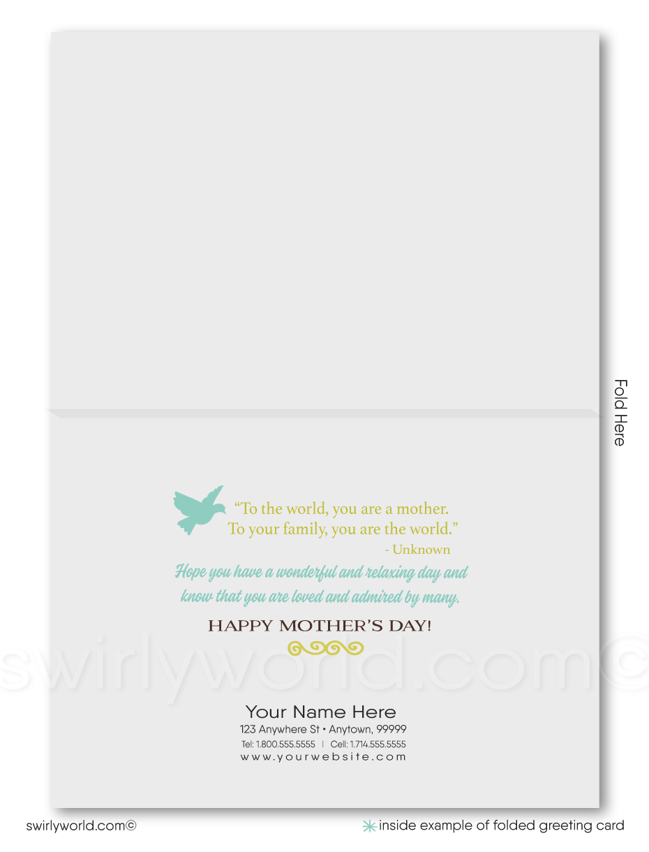 Showcase your gratitude with Swirly World's vintage-style Mother’s Day cards, featuring shabby chic birdcages and floral designs. Personalize elegant calligraphy for a deep impact. Choose from modern flatcards or classic folded cards to strengthen your meaningful relationships with a heartfelt touch.