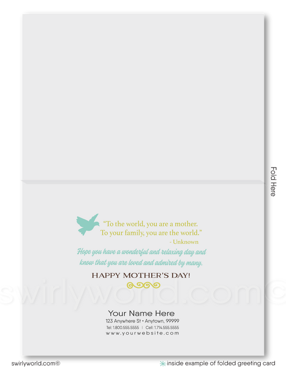 Showcase your gratitude with Swirly World's vintage-style Mother’s Day cards, featuring shabby chic birdcages and floral designs. Personalize elegant calligraphy for a deep impact. Choose from modern flatcards or classic folded cards to strengthen your meaningful relationships with a heartfelt touch.