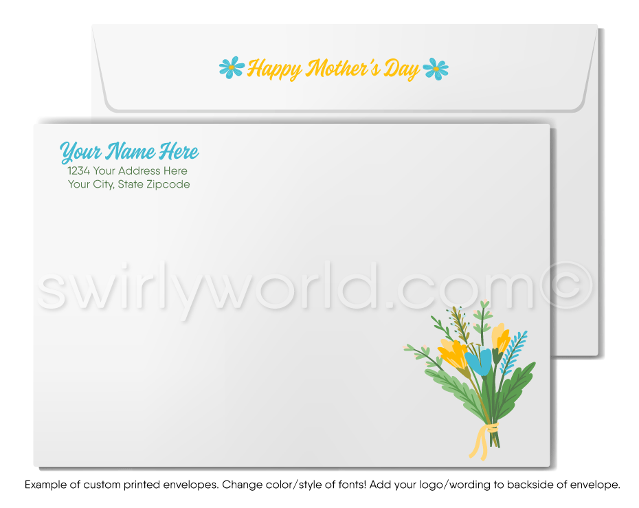 Retro Vintage Style Flower Pot Daisies Mother’s Day Cards with Elegant Calligraphy