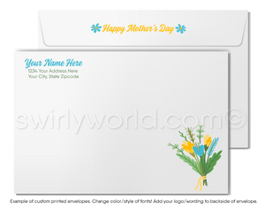 Retro Vintage Style Flower Pot Daisies Mother’s Day Cards with Elegant Calligraphy