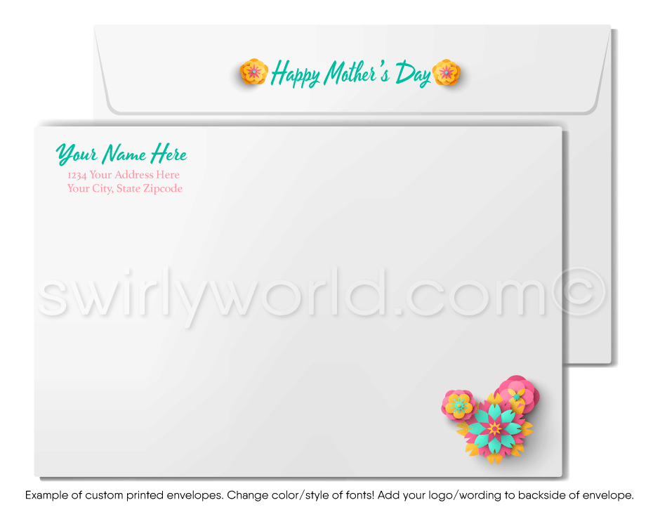 Elegant Vintage-Style Floral Happy Mother’s Day Greeting Cards with Custom Calligraphy