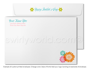 Retro Modern Vintage Shabby Chic Floral Mother’s Day Cards with Custom Calligraphy