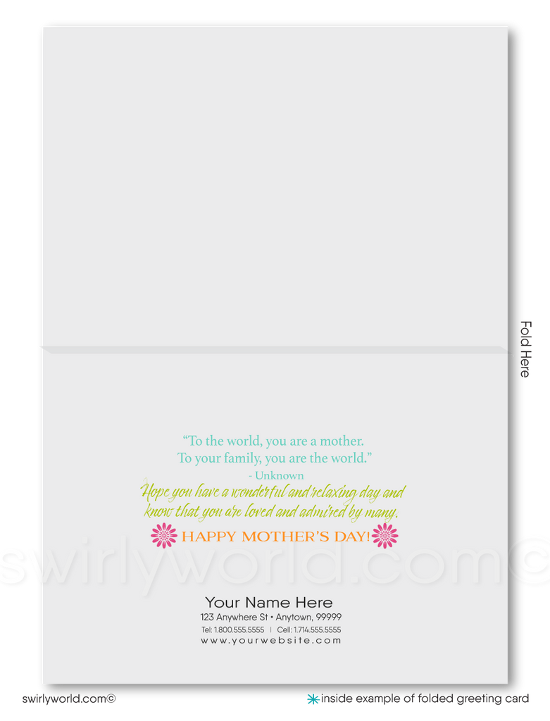 Retro Modern Vintage Shabby Chic Floral Mother’s Day Cards with Custom Calligraphy