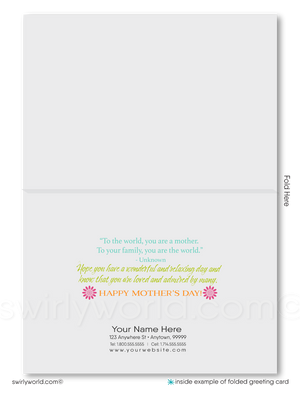 Retro Modern Vintage Shabby Chic Floral Mother’s Day Cards with Custom Calligraphy