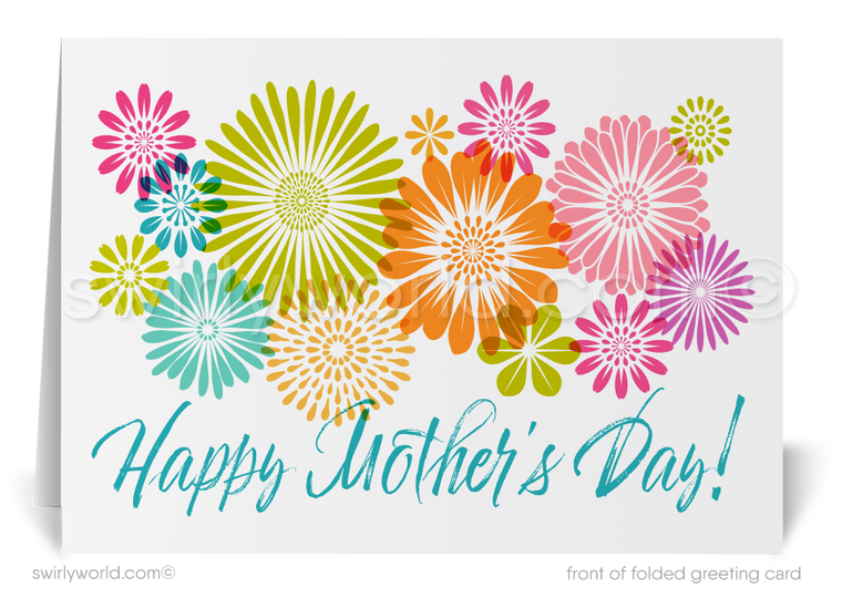 Beautiful watercolor happy Mother's Day cards for business customers and clients