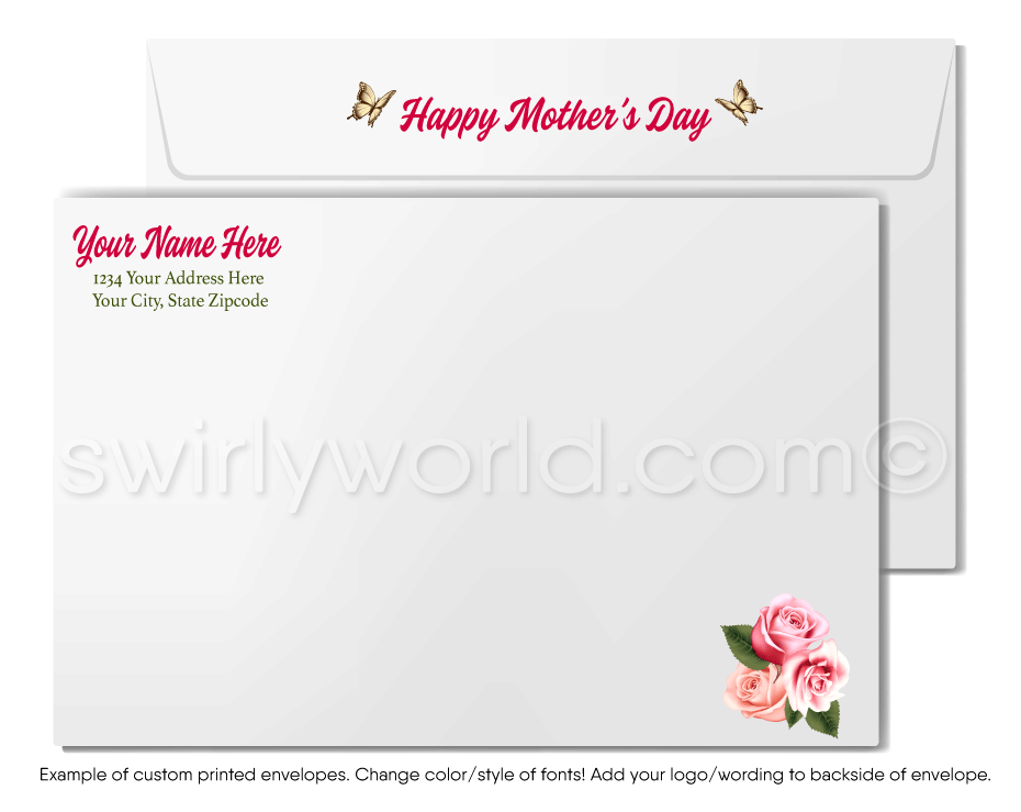Vintage Floral Rose Happy Mother's Day Cards for Business Clients