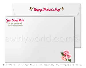 Vintage Shabby Chic Pink Roses Happy Mother’s Day Cards with Elegant Calligraphy