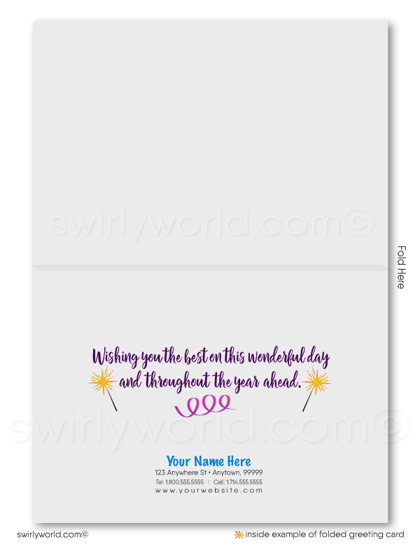 Festive and Colorful Corporate Business Company Happy Birthday Greeting Cards