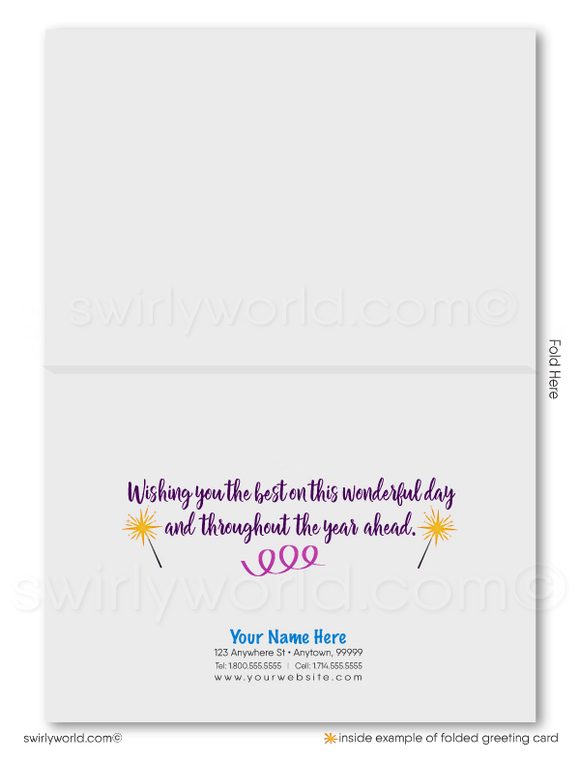 Festive and Colorful Corporate Business Company Happy Birthday Greeting Cards