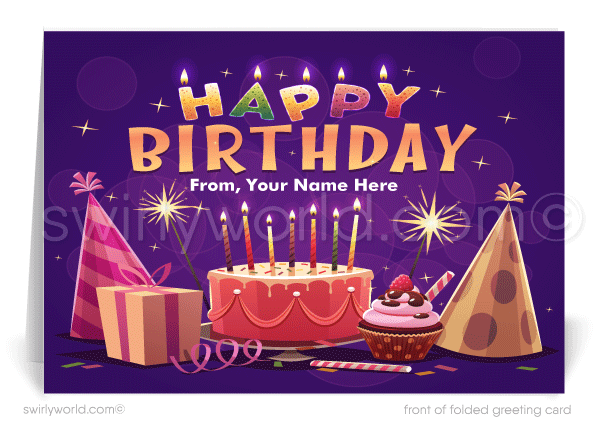 Festive and Colorful Corporate Business Company Happy Birthday Greeting Cards