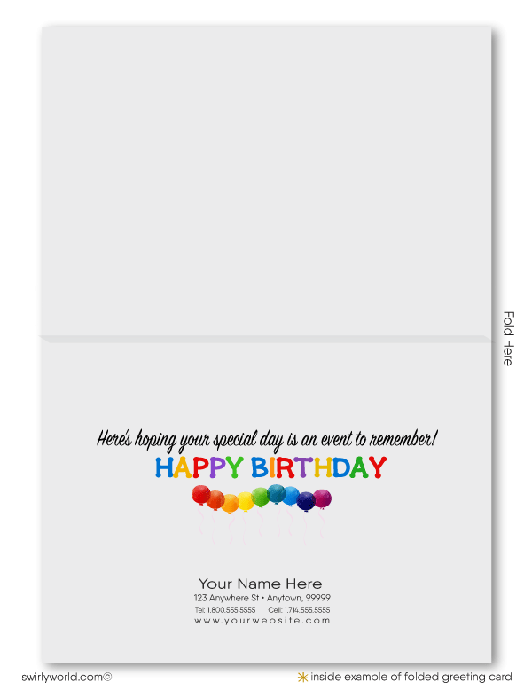 Fun and Colorful Corporate Business Company Happy Birthday Greeting Cards