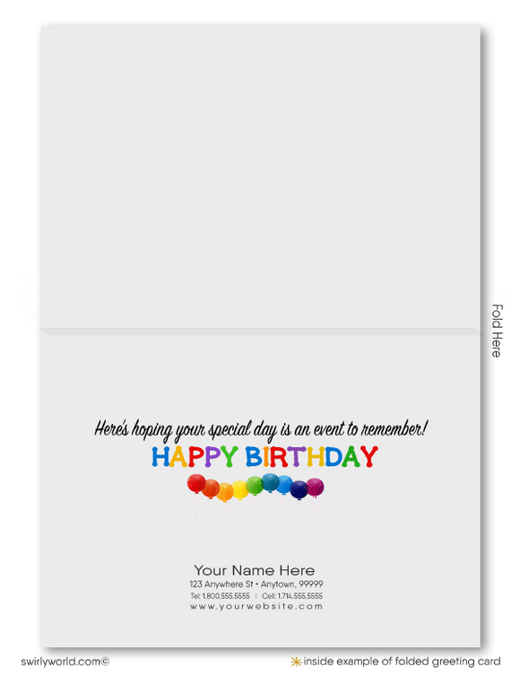 Corporate Company Business Professional Happy Birthday Cards for Customers.