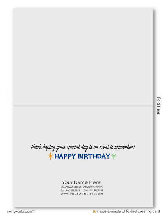 Retro Typography Corporate Business Company Happy Birthday Greeting Cards