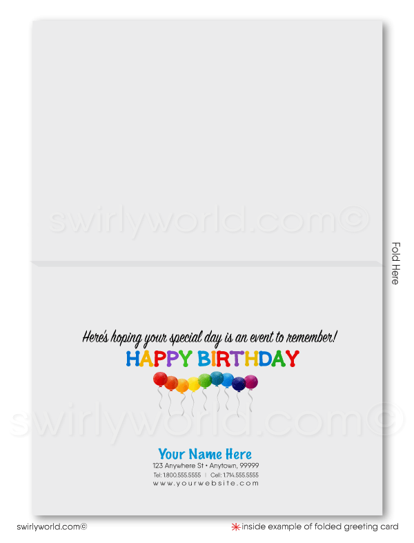 Fun and Colorful Cake Corporate Business Company Happy Birthday Greeting Cards