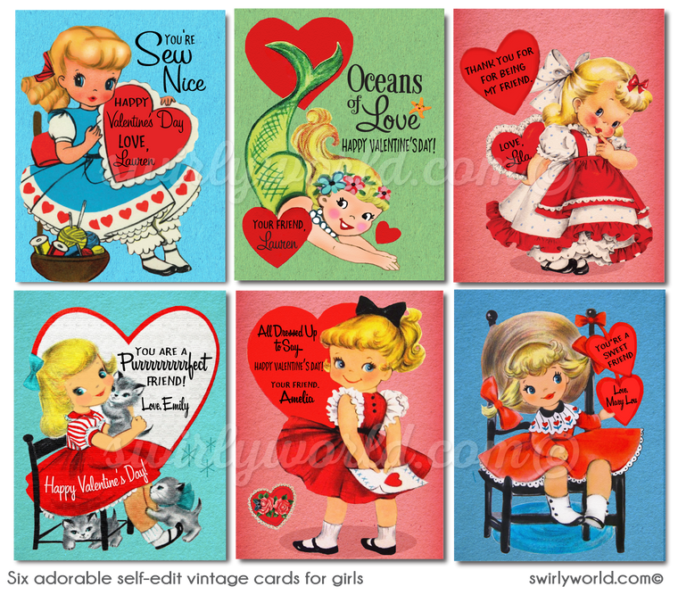 Classic Love: 1950s Retro-Style Valentine's Day Cards – Nostalgic Eleg -  swirly-world-design