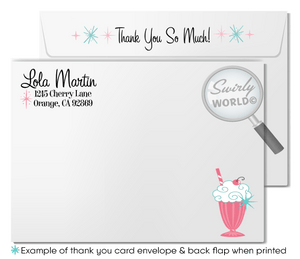 Retro Rockabilly 1950s Birthday Party Invitation Set - Poodle Skirt Sock Hop