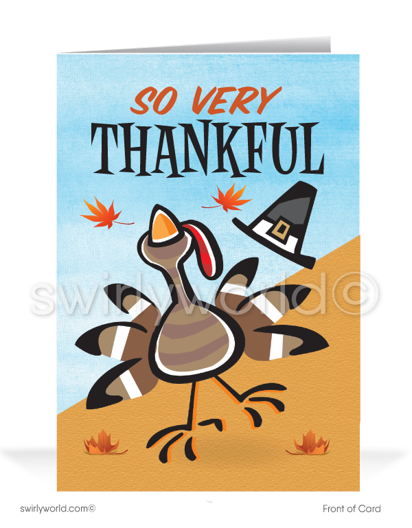 Cheerful Turkey Delight: Business Thanksgiving Greeting Cards for Clients with a Humorous Touch