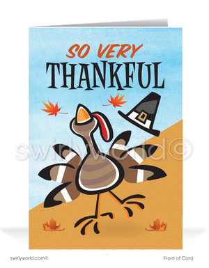 Cheerful Turkey Delight: Business Thanksgiving Greeting Cards for Clients with a Humorous Touch