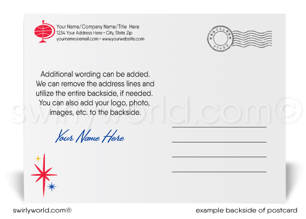 Houses Neighborhood with Fireworks Happy New Year Postcards for Realtors®