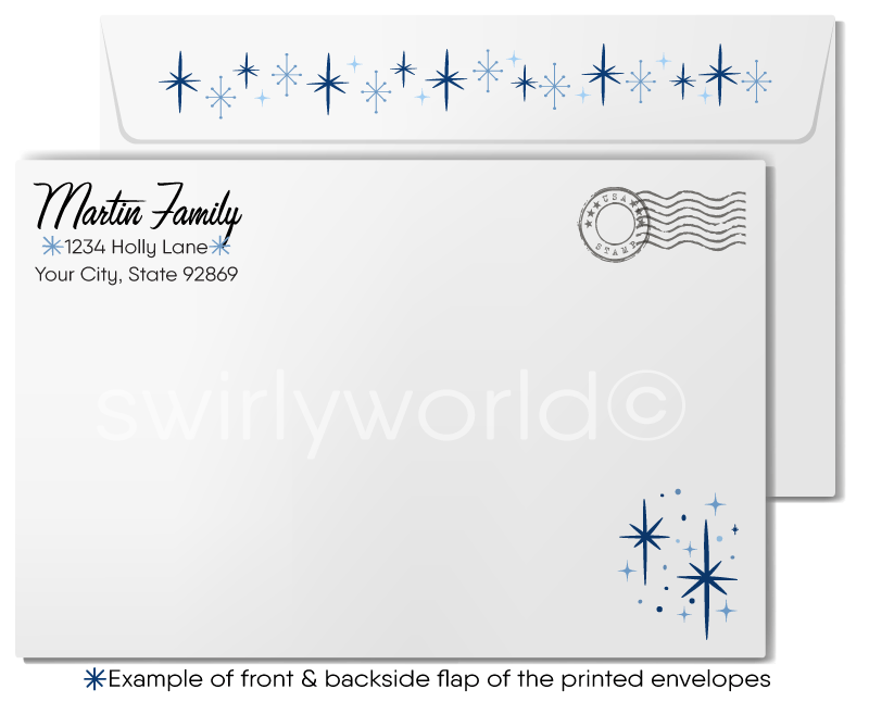 Retro Vintage Watercolor Holiday Christmas Cards