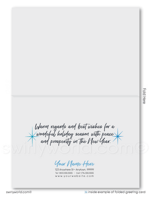 Rustic Noel Barn Watercolor Nature Holiday Greeting Cards for Customers