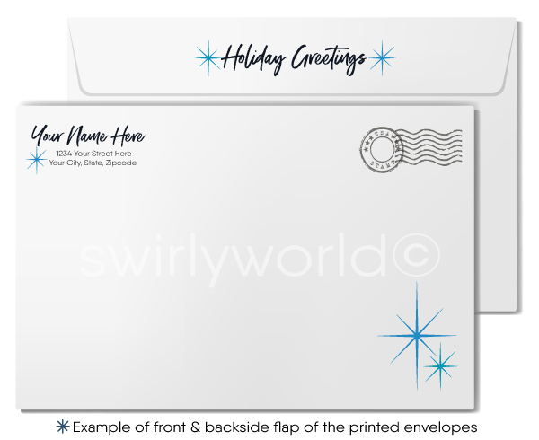 Rustic Noel Barn Watercolor Nature Holiday Greeting Cards for Customers