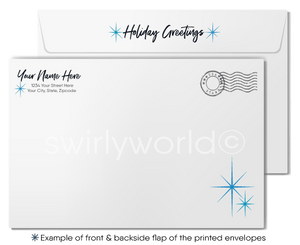 Rustic Noel Barn Watercolor Nature Holiday Greeting Cards for Customers