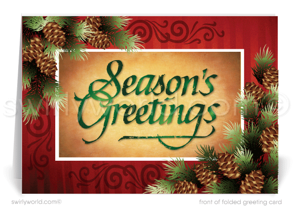 Traditional Business Season's Greetings Christmas Holiday Cards for Clients